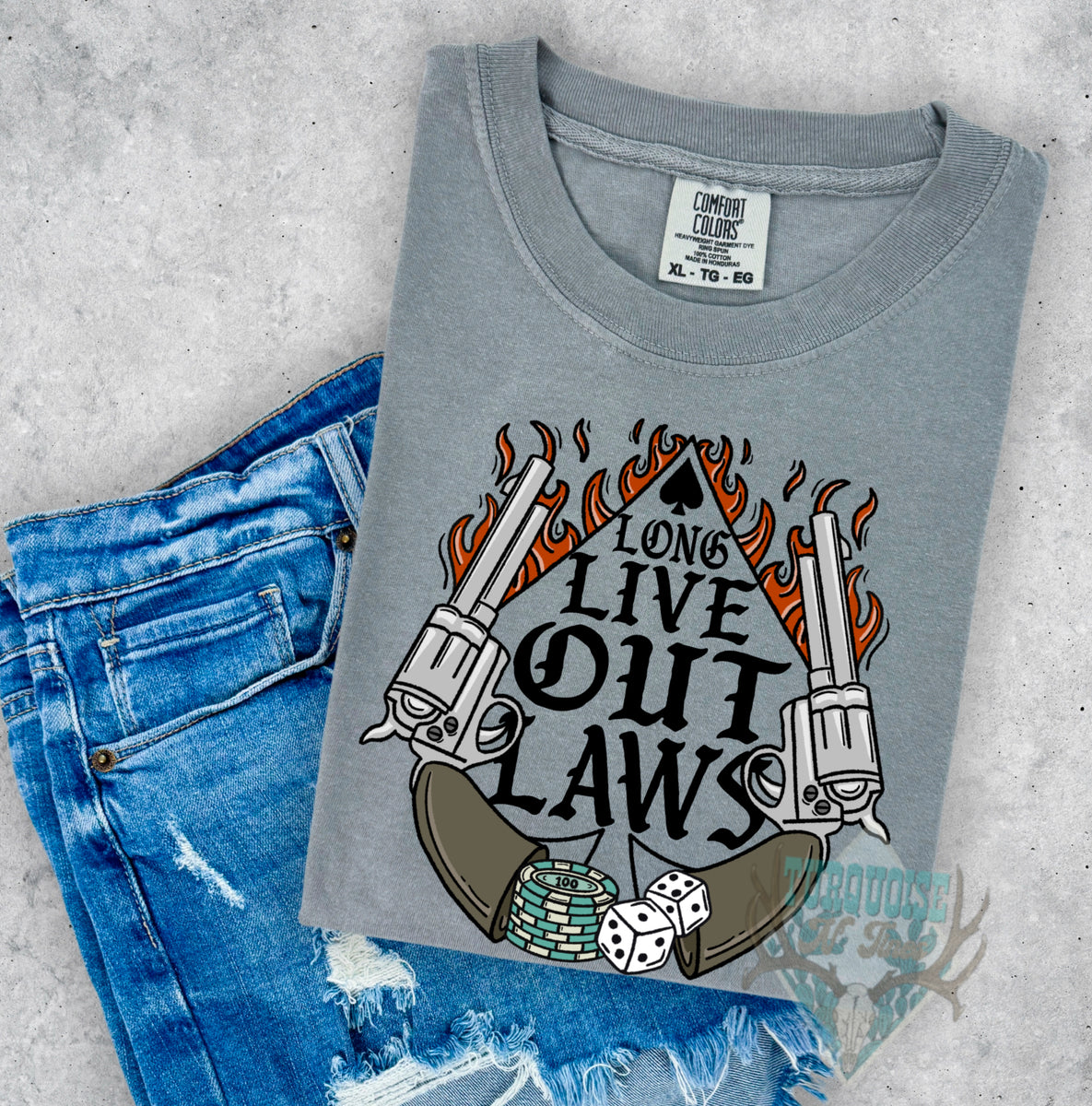 LL Outlaws Tshirt – Turquoise N' Tines