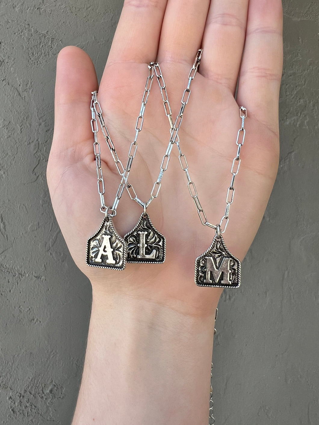 Cattle Tag Initial Necklace