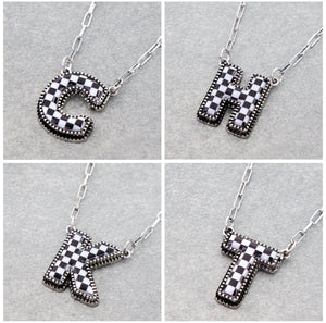 Checker Initial Necklace