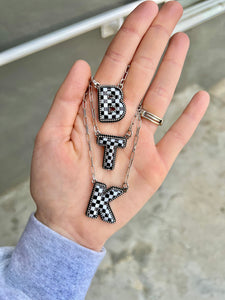 Checker Initial Necklace