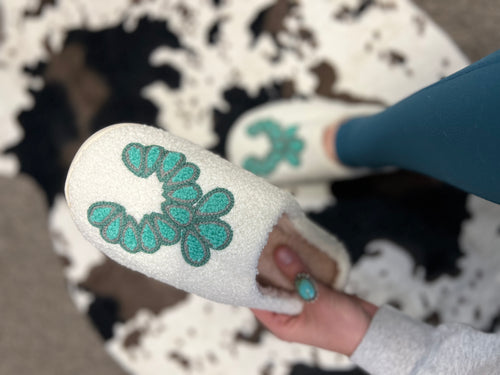 Turquoise Squash Slippers