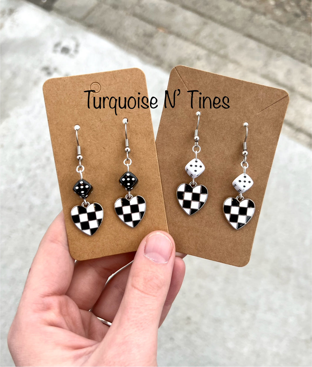 Checkered Dice Earrings