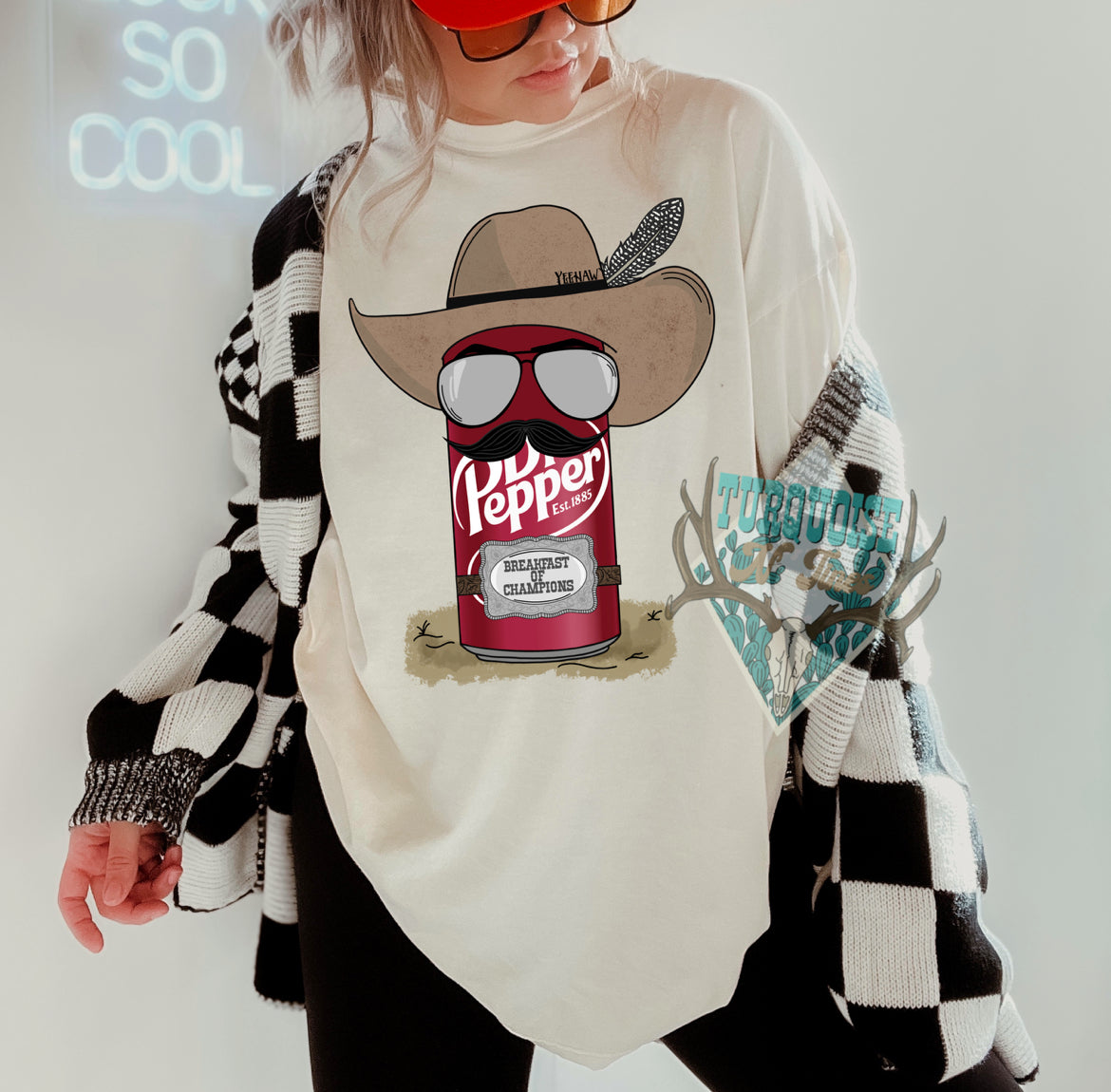 DP- Dr Pepper Cowboy Tshirt – Turquoise N' Tines