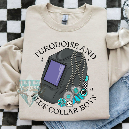 Turquoise Blue Collar (Welder) Crewneck