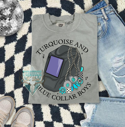 Turquoise Blue Collar (welder) Tshirt