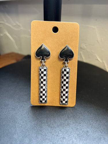 Checker Spade Earrings