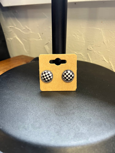 Checker Stud Earrings