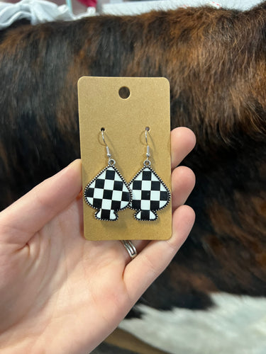 Checker Spade Earrings