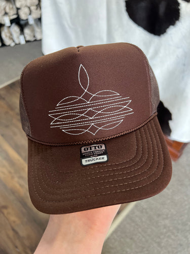 Brown Boot Stitch Hat