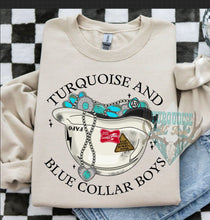 Load image into Gallery viewer, Turquoise Blue Collar Crewneck