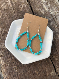 Turquoise  Chip & Pearl Teardrops